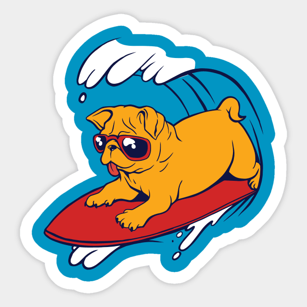 Cool Pug on Boogie Board Sticker by SLAG_Creative